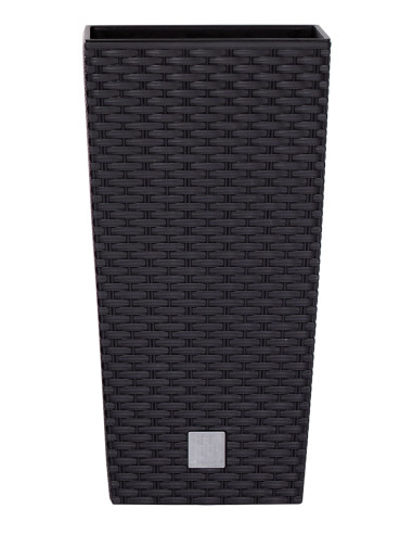 Donica wysoka z fakturą rattanową z wkładem - antracytowa Ratio