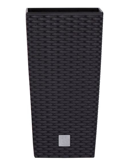 Donica wysoka z fakturą rattanową z wkładem - antracytowa Ratio