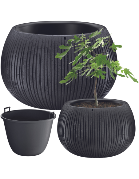 Okrągła doniczka 29 cm - czarny beton