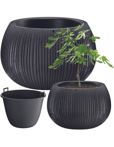 Okrągła doniczka 37 cm - czarny beton