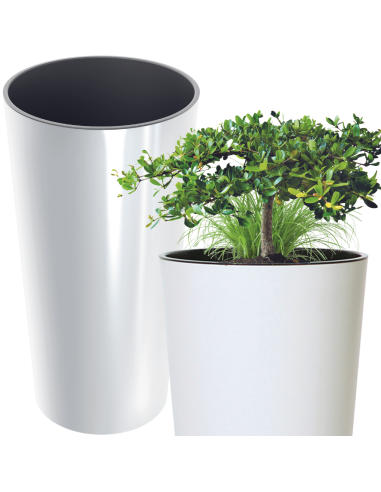 Doniczka wysoka z wkładem 38,1 cm - biały połysk