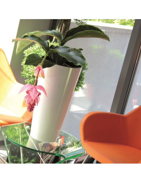 Doniczka wysoka z wkładem 47,6 cm - biały połysk