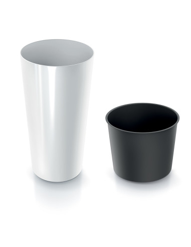 Doniczka wysoka z wkładem 47,6 cm - biały połysk