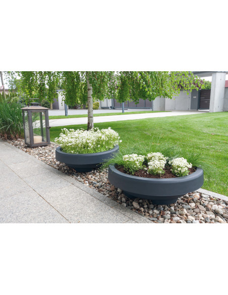 Płytka doniczka 59,5 cm pokrywa zbiornika deszczówki - antracyt