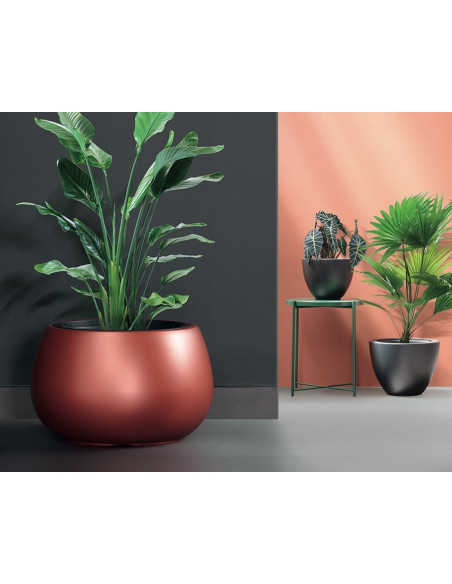 Doniczka okrągła z wkładem Hera 37cm - kawa