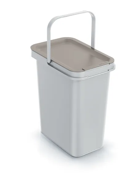 Kosze na śmieci białe z kolorowymi pokrywami- zestaw pojemników 4 x 12L