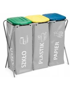 Kosz na śmieci - stelaż z workami premium ANTARES szary 3 x 120 L