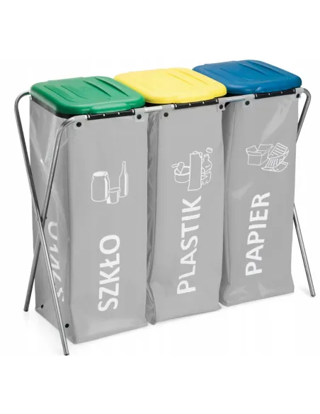 Kosz na śmieci - stelaż z workami premium ANTARES szary 3 x 120 L