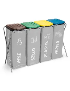 Kosz na śmieci - stelaż z workami premium ANTARES szary 4 x 120 L