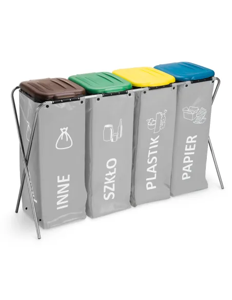 Kosz na śmieci - stelaż z workami premium ANTARES szary 4 x 120 L