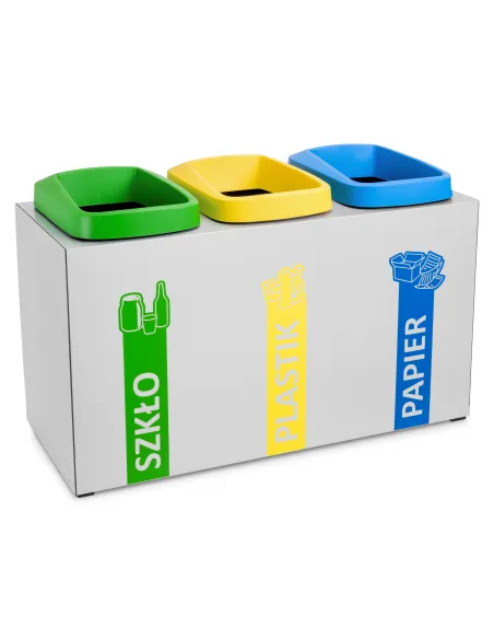 Kosz 3 x 45 L do segregacji z wkładami otwartymi WEZEN 3 x 45 L
