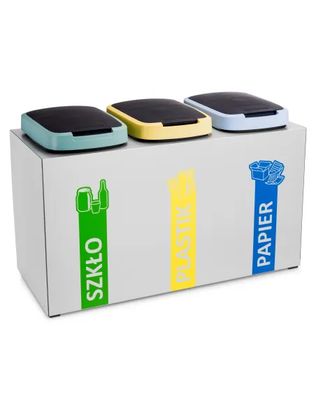 Kosz 3 x 45 L do segregacji z wkładami z klapą SARGAS 3 x 45 L