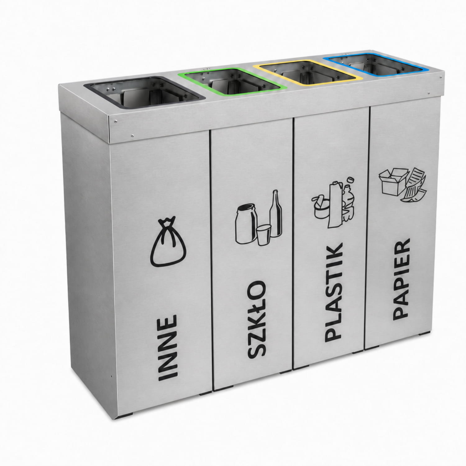 Kosz do segregacji odpad&oacute;w DENEB 4 x 50 L &ndash; czterokomorowy kosz na inne, szkło, plastik i papier